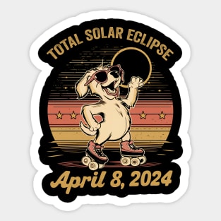 Total Solar Ecllipse 2024 - Cool Dog Retro Style Sticker